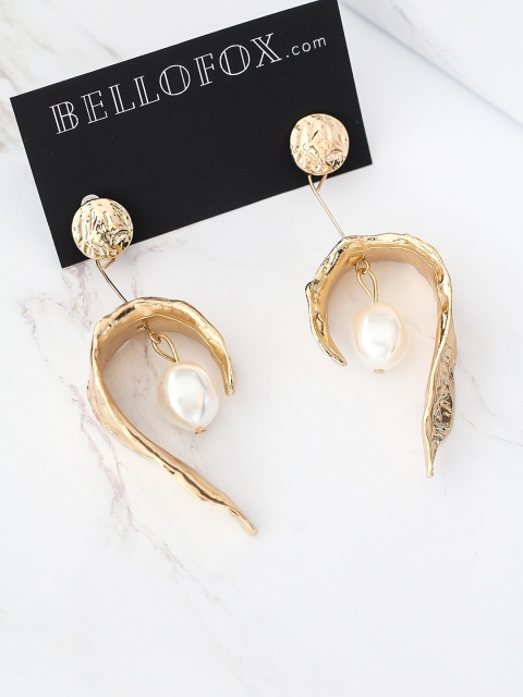 

Bellofox Gold-Toned Contemporary Drop Earrings