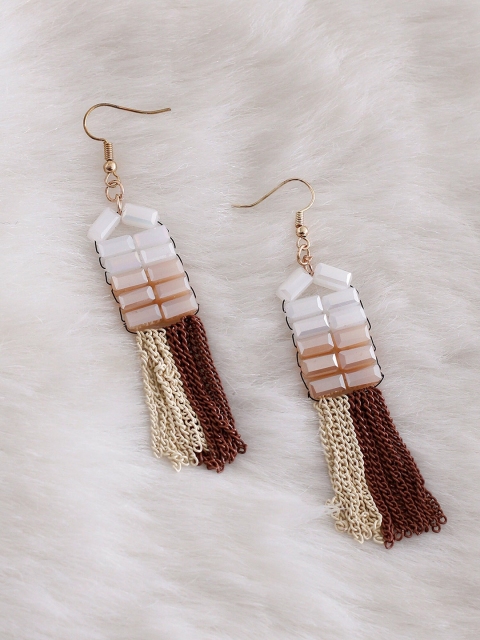 

Bellofox Brown & Cream Coloured Tasselled Drop Earrings
