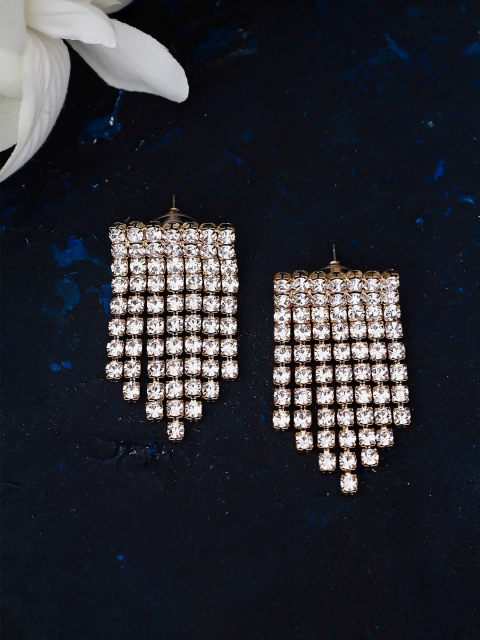

Bellofox Gold-Toned & White Studded Stud Earrings