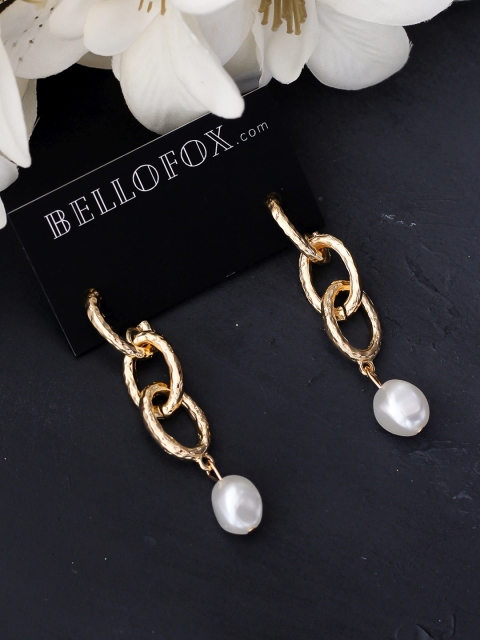 

Bellofox Gold-Plated & White Contemporary Drop Earrings