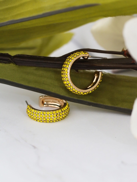 

Bellofox Yellow Studded Half Hoop Earrings