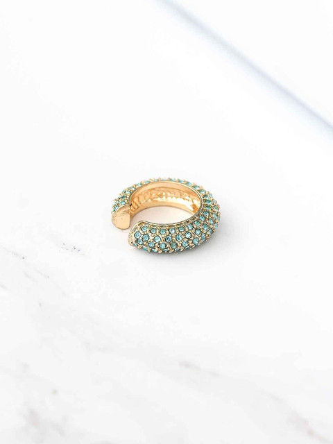 

Bellofox Gold-Plated & Blue Circular Ear Cuff Earrings