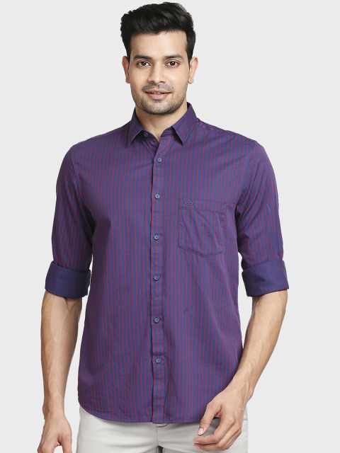 

ColorPlus Men Blue & Red Striped Tailored Fit Casual Cotton Shirt