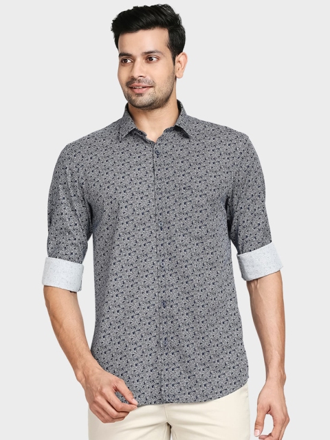 

ColorPlus Men Blue Tailored Fit Floral Opaque Printed Casual Shirt