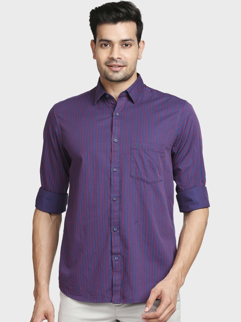 

ColorPlus Men Red Tailored Fit Opaque Striped Casual Cotton Shirt