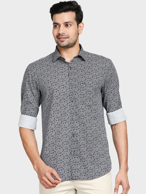 

ColorPlus Men Blue Tailored Fit Floral Opaque Printed Casual Shirt