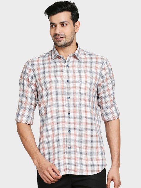 

ColorPlus Men Brown Tailored Fit Opaque Checked Cotton Casual Shirt
