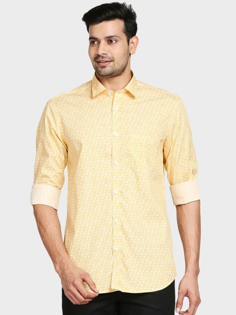 

ColorPlus Men Yellow Tailored Fit Opaque Printed Casual Shirt