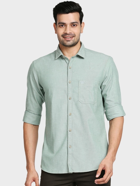 

ColorPlus Men Green Tailored Fit Opaque Cotton Casual Shirt