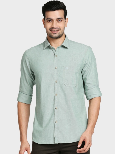 

ColorPlus Men Green Tailored Fit Opaque Casual Shirt
