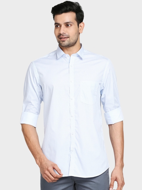 

ColorPlus Men Blue Tailored Fit Opaque Printed Casual Shirt
