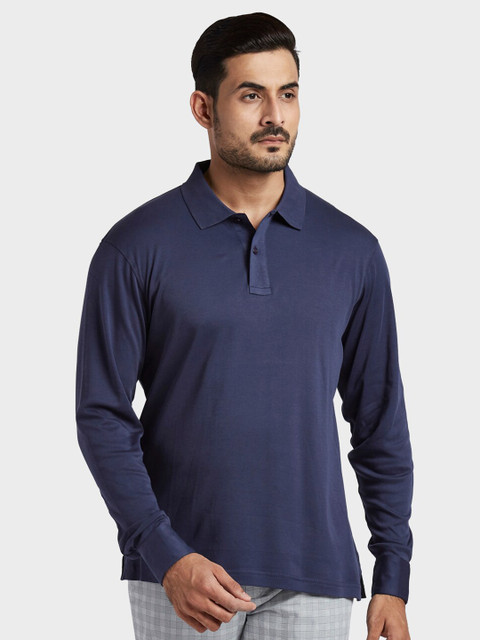 

ColorPlus Men Blue Polo Collar Cotton T-shirt