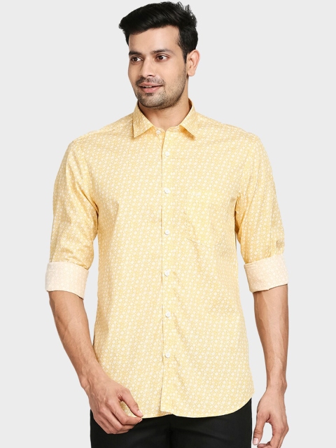 

ColorPlus Men Yellow Tailored Fit Opaque Printed Casual Shirt