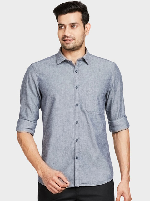 

ColorPlus Men Blue Tailored Fit Opaque Casual Shirt
