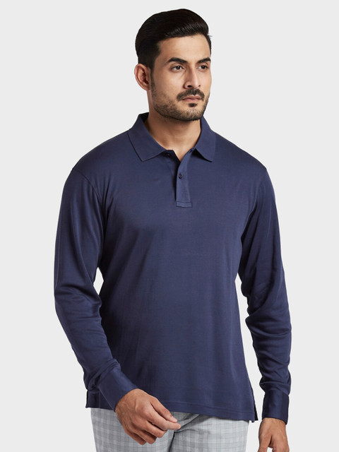 

ColorPlus Men Blue Polo Collar T-shirt