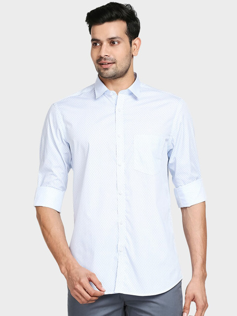 

ColorPlus Men Blue Tailored Fit Opaque Printed Cotton Casual Shirt