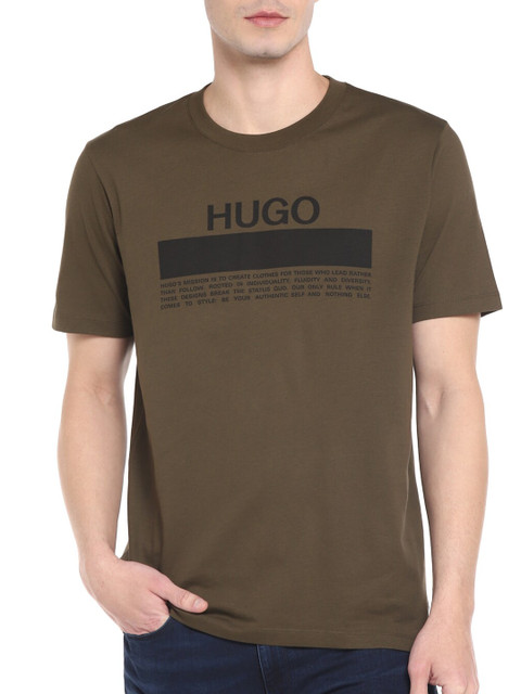 

HUGO Men Green Typography Printed Applique T-shirt