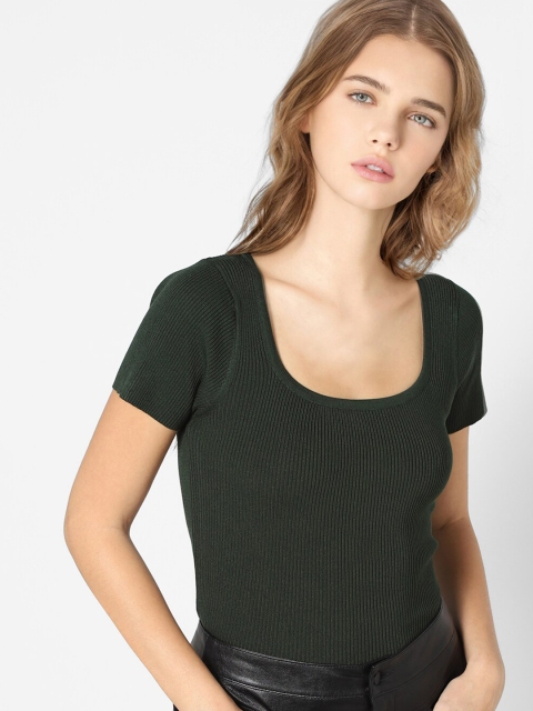 

ONLY Women Teal Green Scoop Neck T-shirt