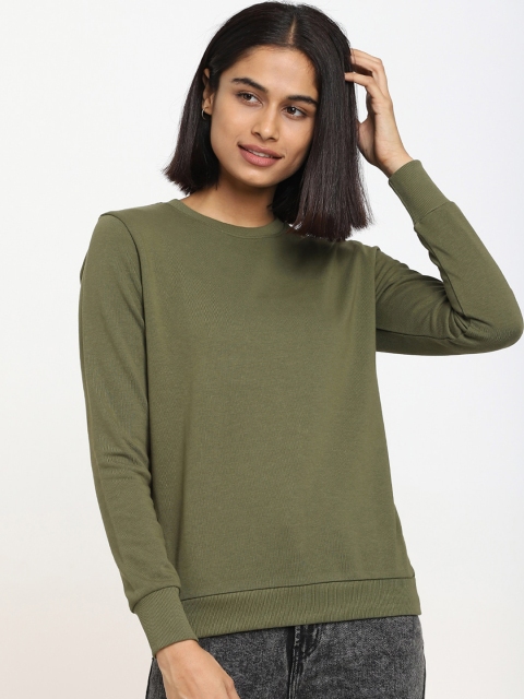 

Bewakoof Women Olive Green Sweatshirt