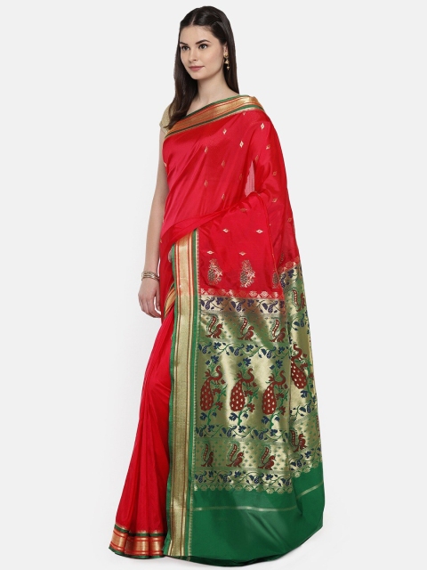 

Ishin Red & Gold Ethnic Motifs Zari Art Silk Mysore Silk Saree