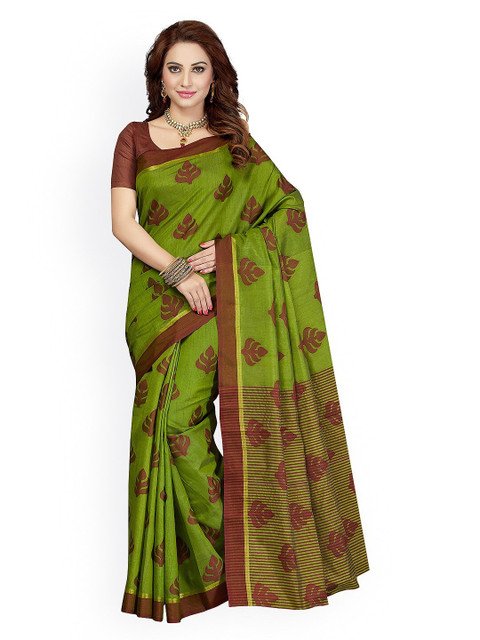 

Ishin Green & Maroon Woven Design Art Silk Tussar Saree