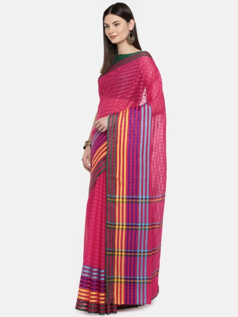 

Ishin Pink & Blue Checked Kota Saree