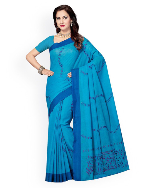 

Ishin Blue Warli Embroidered Saree