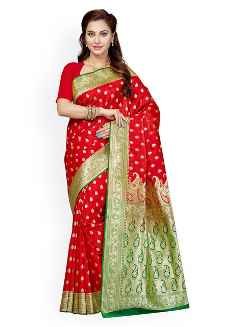

Ishin Red & Green Kanjeevaram Zari Art SilkSaree