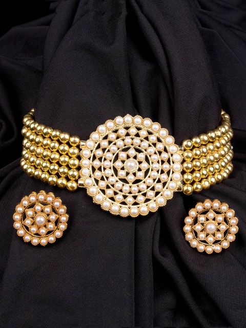 

Mirraw Gold-Plated White Pearl Beaded Jewellery Set