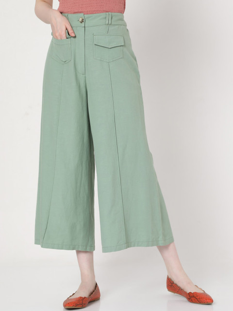 

Vero Moda Women Green High-Rise Culottes Trousers