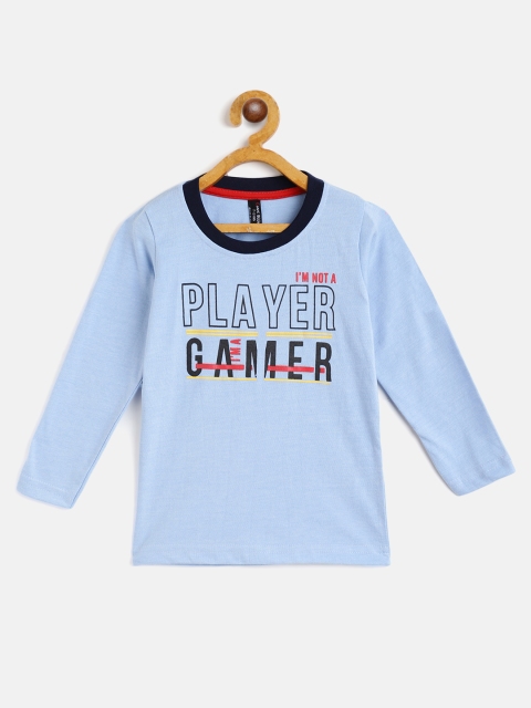 

GAME BEGINS Boys Blue & Black Typography Printed Cotton T-shirt
