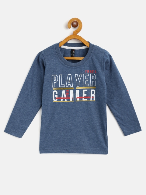 

GAME BEGINS Boys Blue Typography Printed Cotton T-shirt