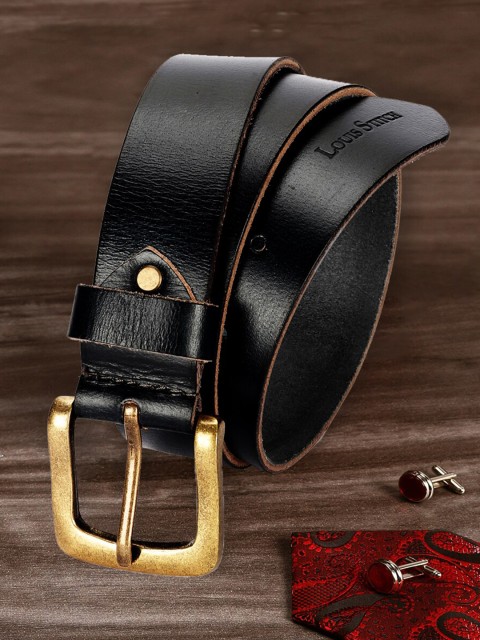 

LOUIS STITCH Men Black Leather Belt