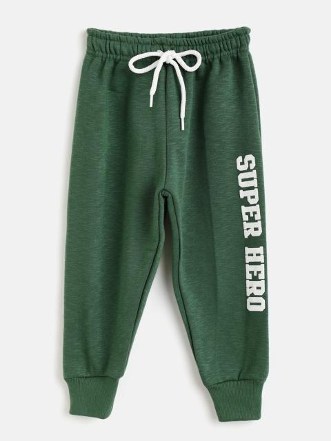 

GAME BEGINS Boys Olive Green & White Printed Cotton Joggers