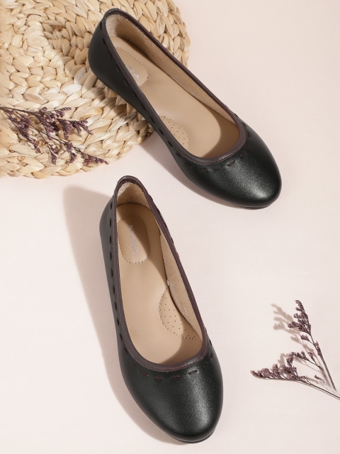 

Nautica Women Black Solid Leather Ballerinas