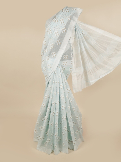 

Pothys Blue & Gold-Toned Floral Chettinad Saree