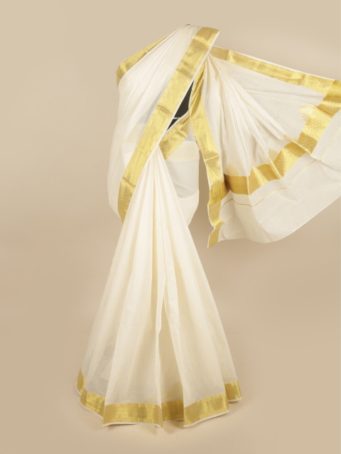 

Pothys Off White & Gold-Toned Kerala Cotton Saree