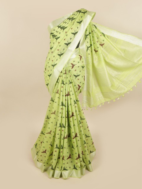 

Pothys Green & Red Floral Printed Chettinad Saree