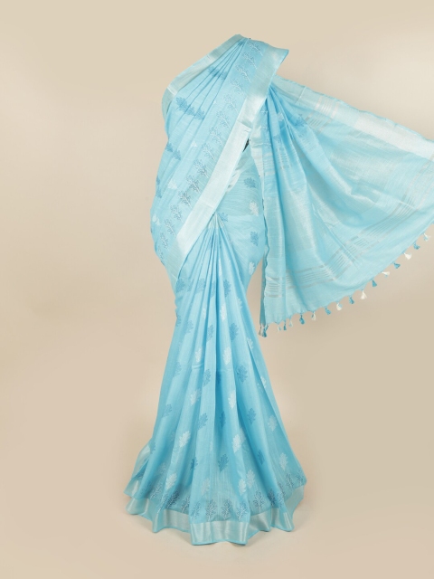 

Pothys Women Blue Linen Blend Saree