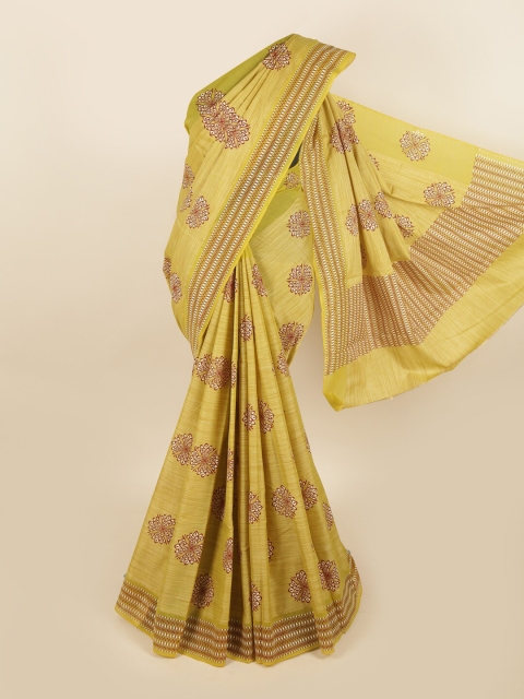 

Pothys Green & Maroon Ethnic Motifs Printed Pure Cotton Chettinad Saree