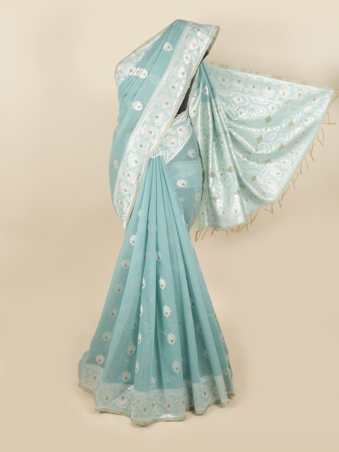 

Pothys Blue & White Ethnic Motifs Pure Cotton Chettinad Saree