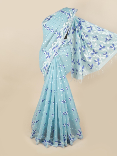 

Pothys Blue & White Ethnic Motifs Printed Pure Cotton Chettinad Saree