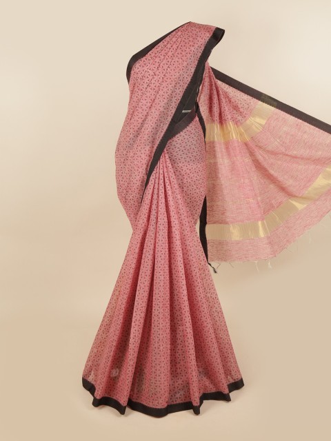 

Pothys Coral & Black Printed Pure Cotton Chettinad Saree