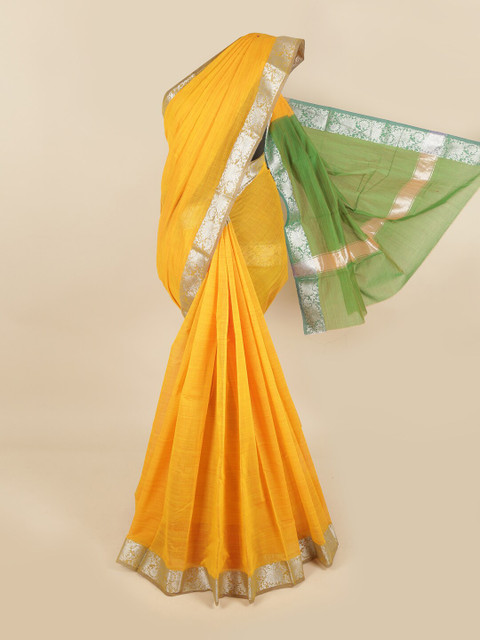 

Pothys Yellow & Green Silk Cotton Saree
