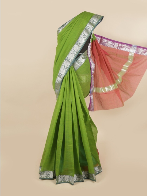 

Pothys Green & Red Silk Cotton Chettinad Saree
