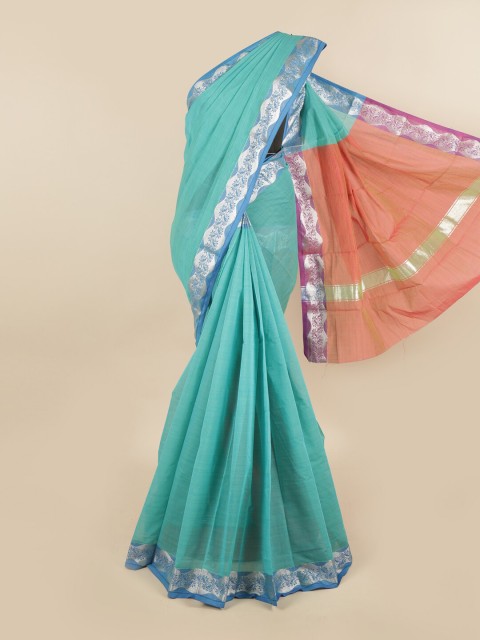 

Pothys Green & Brown Silk Cotton Chettinad Saree
