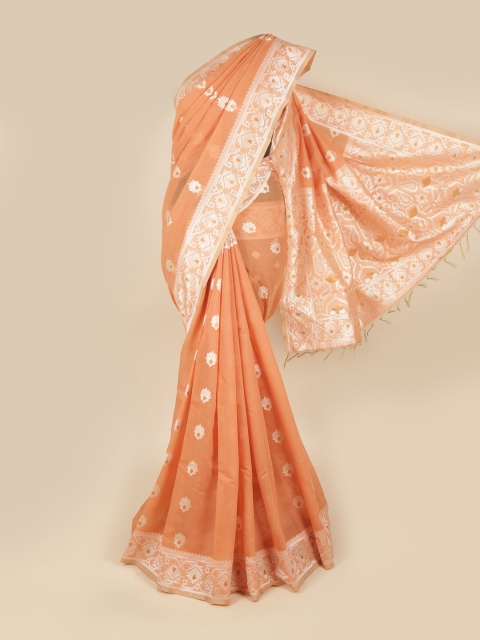 

Pothys Peach & Silver Woven Design Chettinad Saree