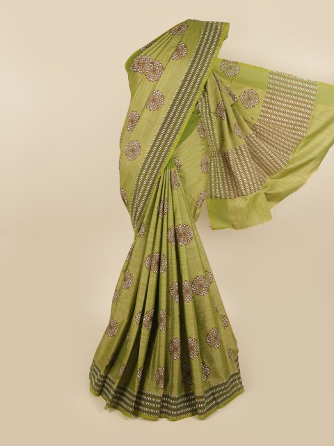

Pothys Green & Maroon Floral Chettinad Saree