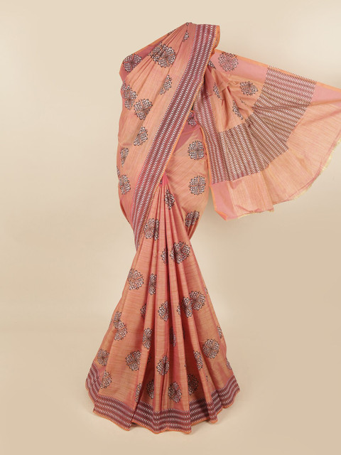 

Pothys Mauve & Maroon Floral Printed Pure Cotton Chettinad Saree