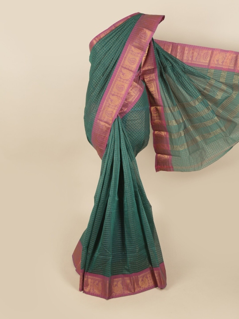 

Pothys Green & Pink Woven Design Pure Cotton Chettinad Saree